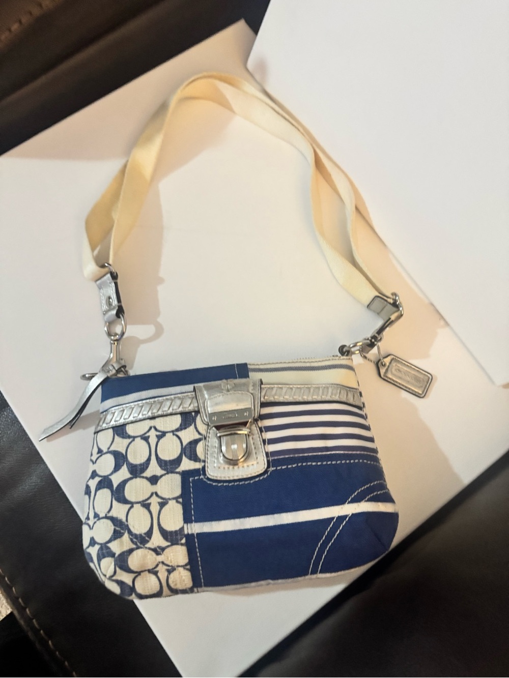 Coach Vintage Nautical Blue Patchwork Crossbody Shoulder Bag Y2K Signature 41462 - Picture 4 of 14